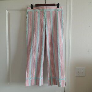 Sigrid Olsen Sport capris size 8, cropped leg with pastel stipes, pockets EUC